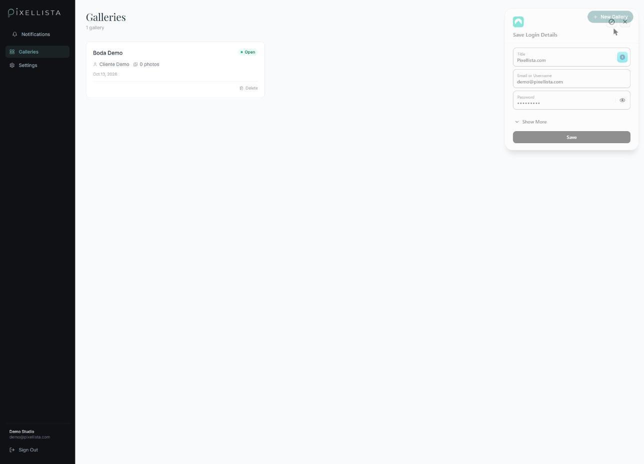 Pixellista login page