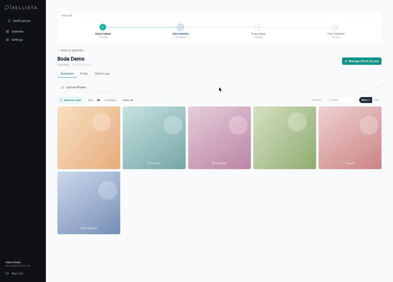 Gallery grid with uploaded photos